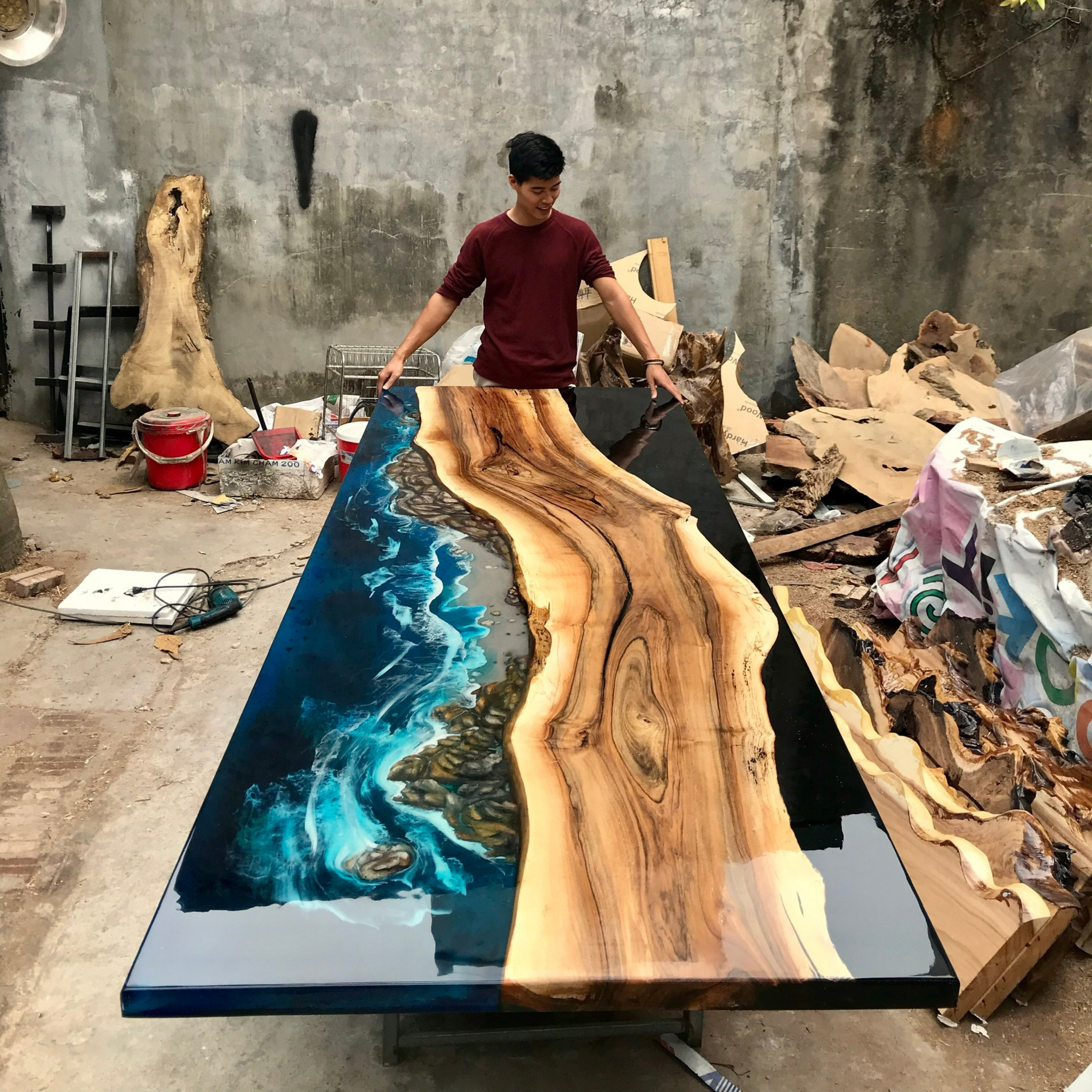 Made to Order Epoxy Resin Table, Custom Table, Ocean Design, Wood Art