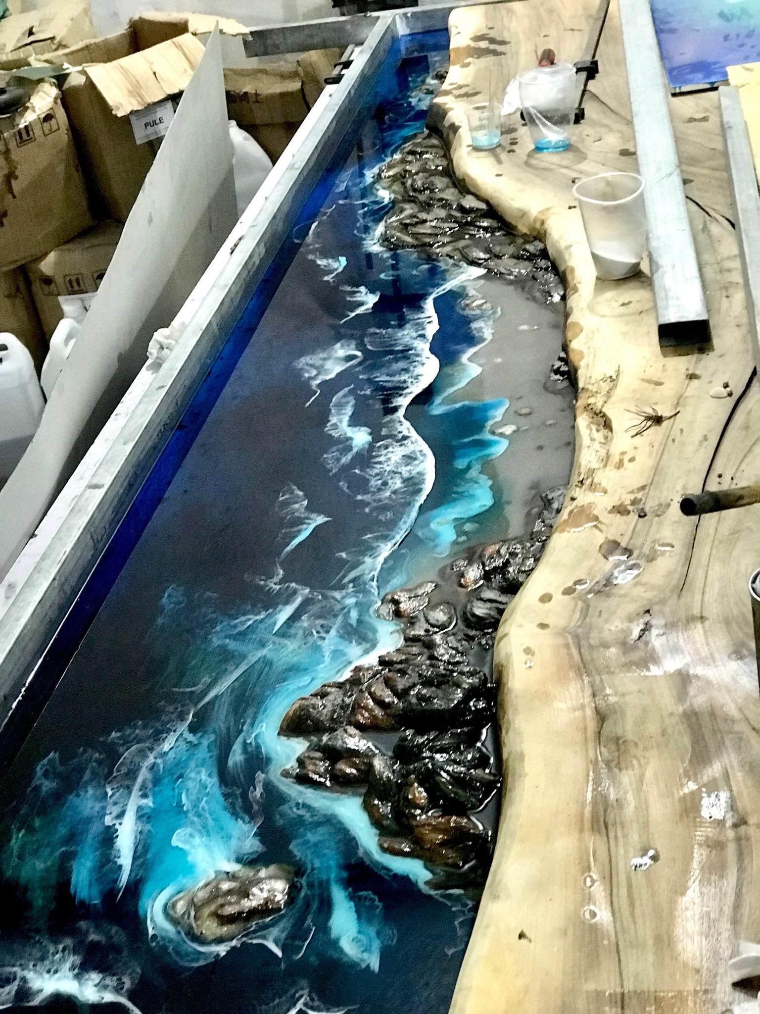 Made to Order Epoxy Resin Table, Custom Table, Ocean Design, Wood Art