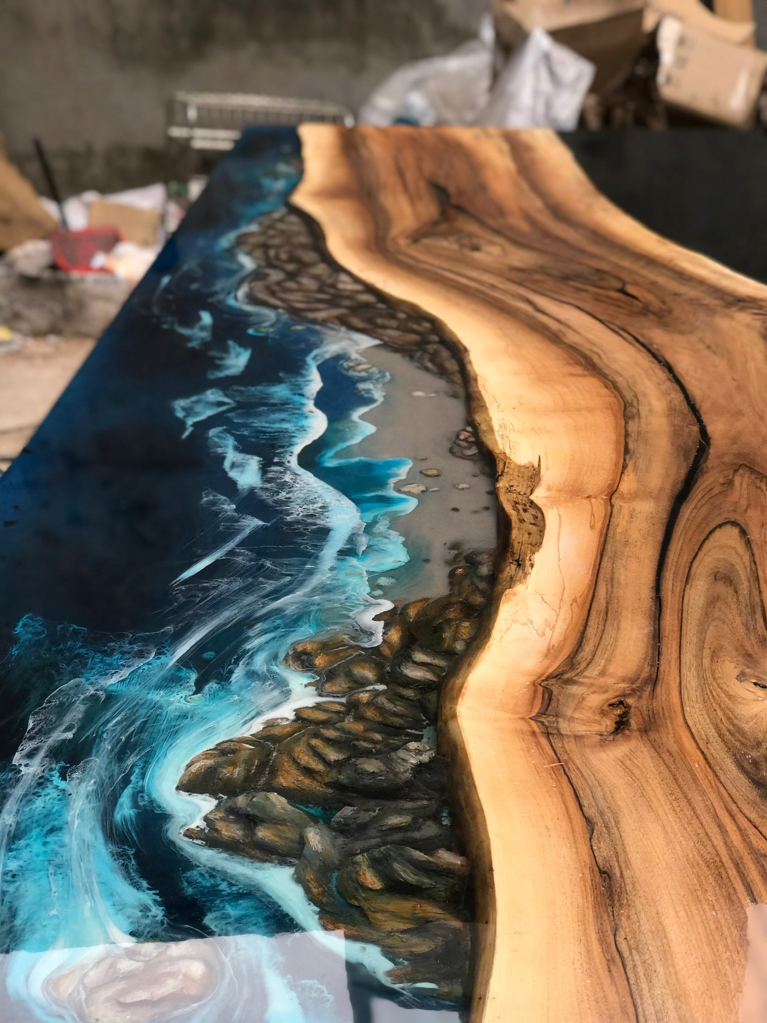 Made to Order Epoxy Resin Table, Custom Table, Ocean Design, Wood Art