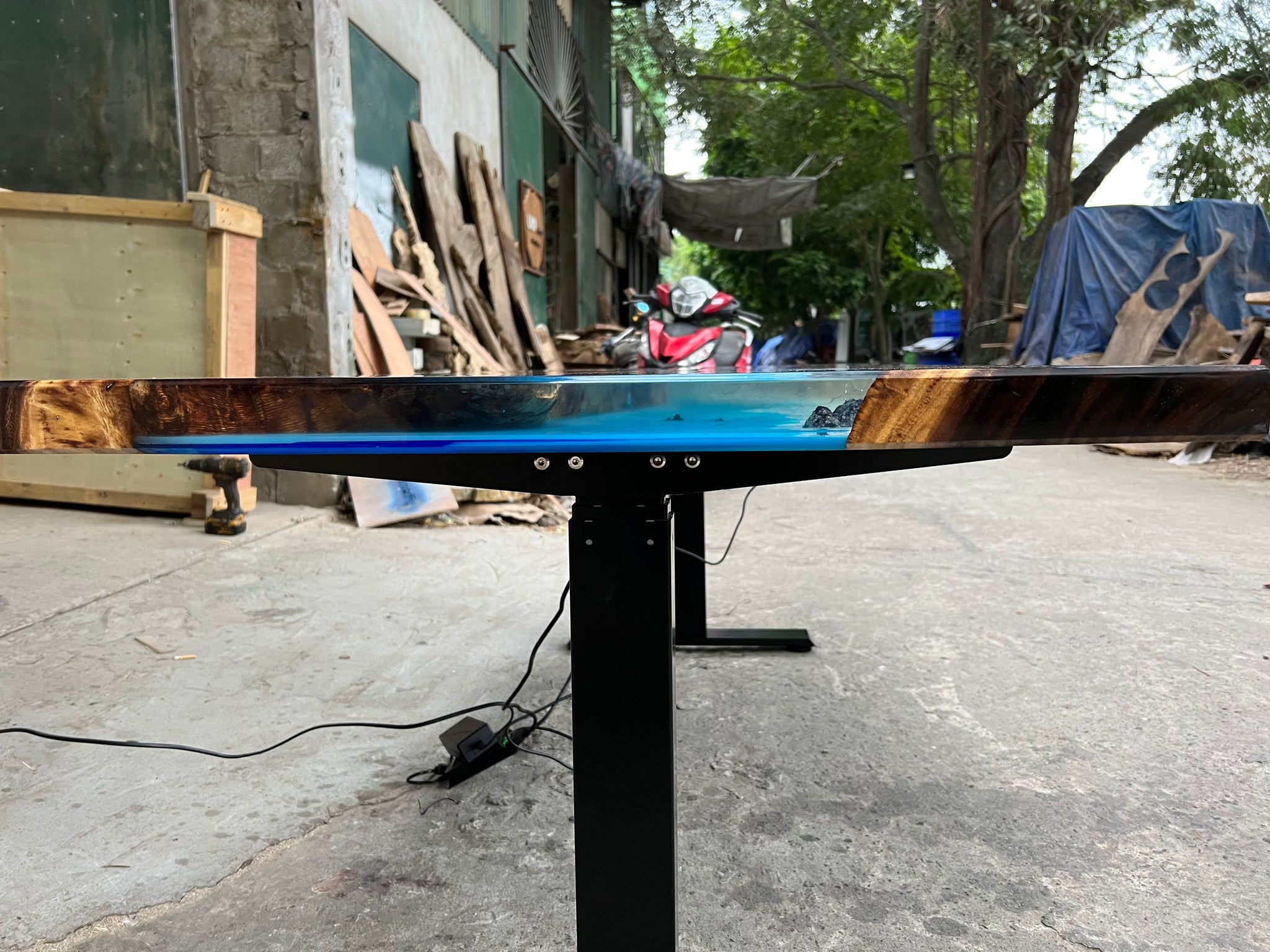 Personalized Height Adjustable Ocean Resin Epoxy Table, Handmade Sea D