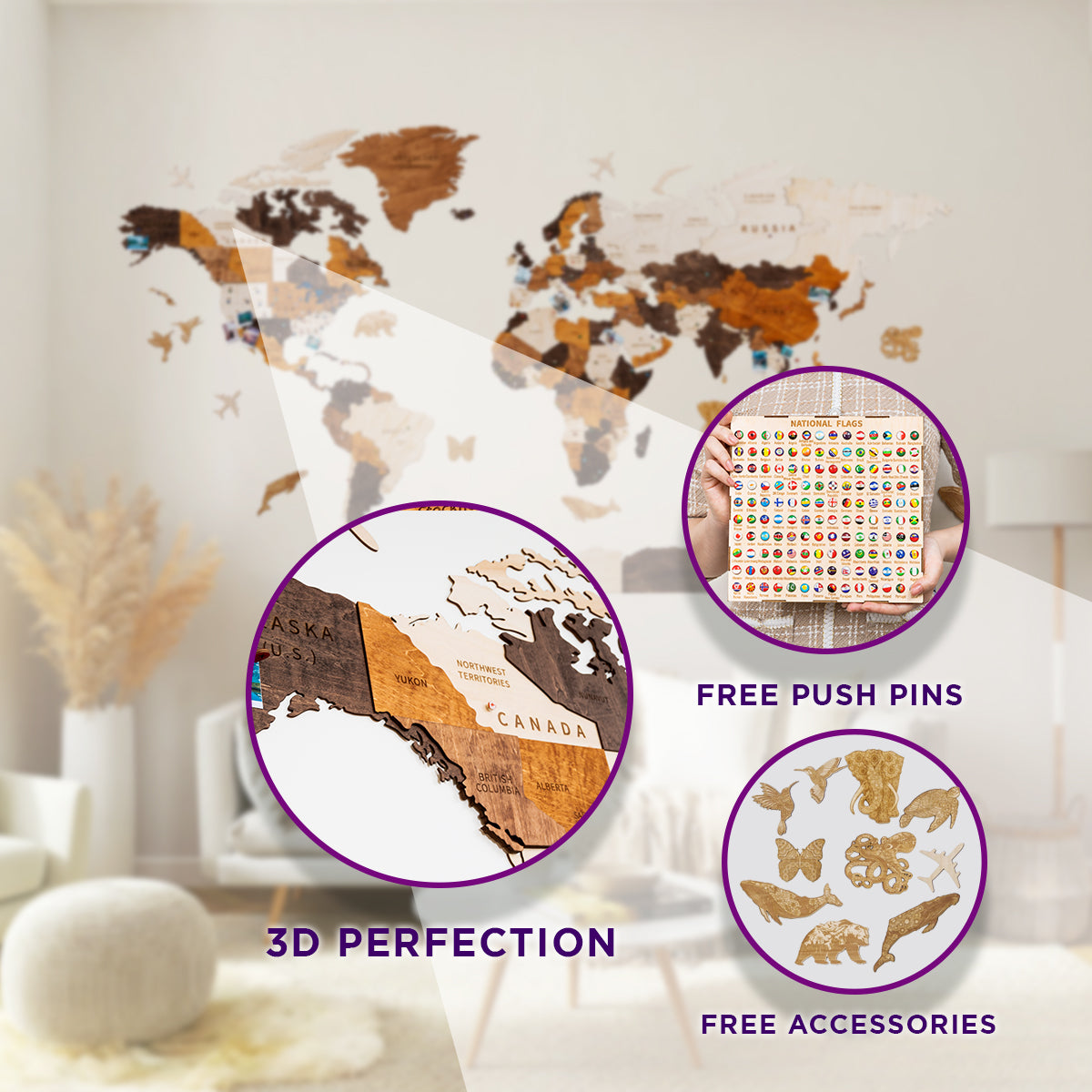 Unveil the Charm of 3D Wood World Maps