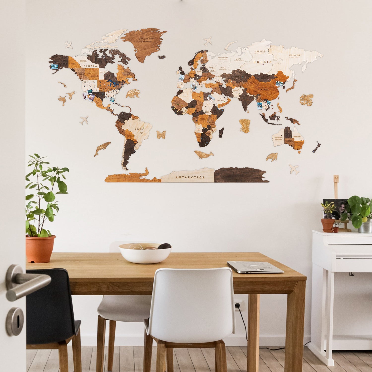 3D Wooden World Map (multicolor) - Large