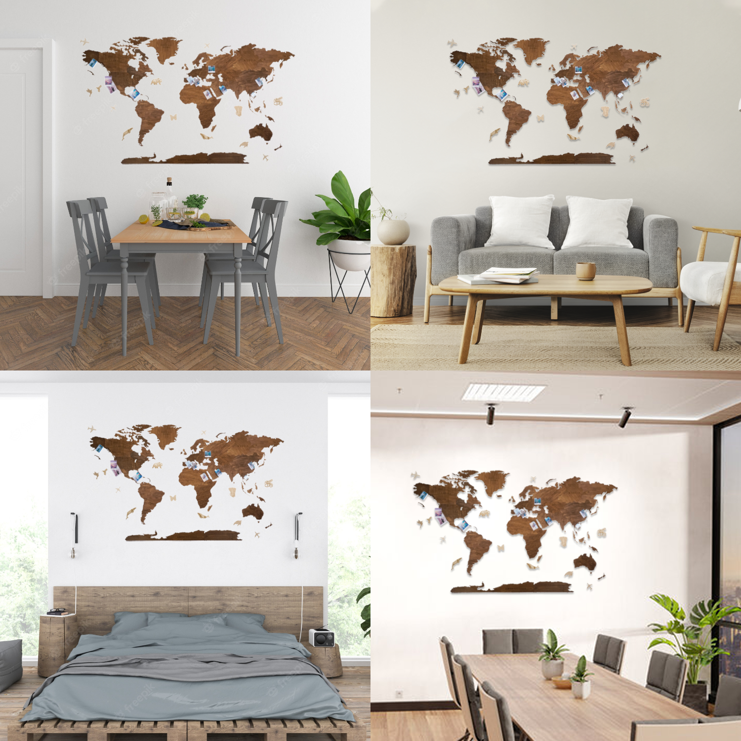 2D Wooden World Map with Push Pins (Terra)