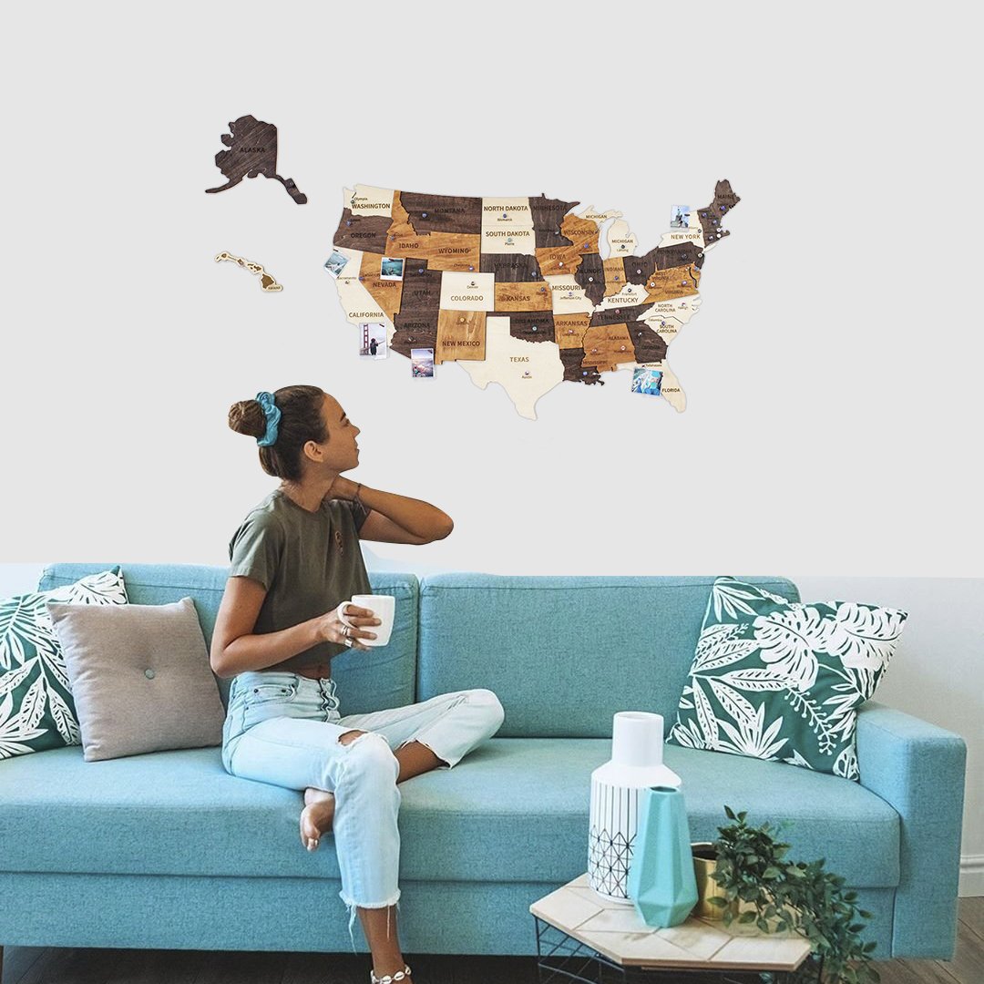 Wooden USA map (multicolor)